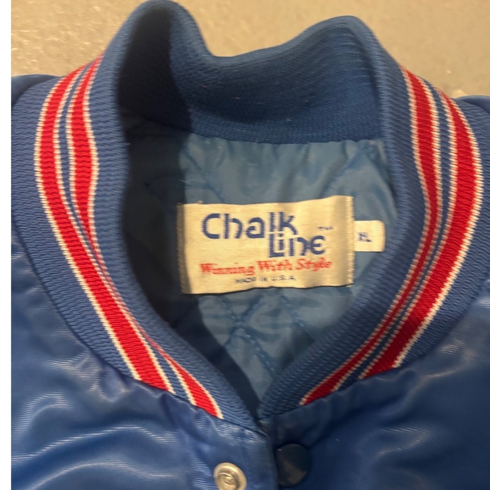 Chalk Line Satin Jacket Men XL Blue Good NY Giants NFL Vintage Varsity USA Made - Picture 3 of 9